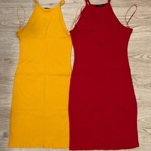2 Midi Dresses Red and Yellow